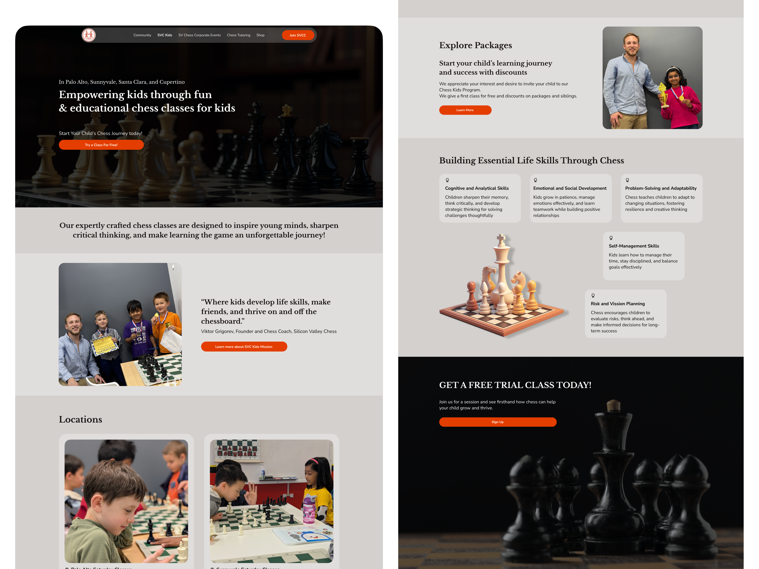 Chess Classes Landing Page