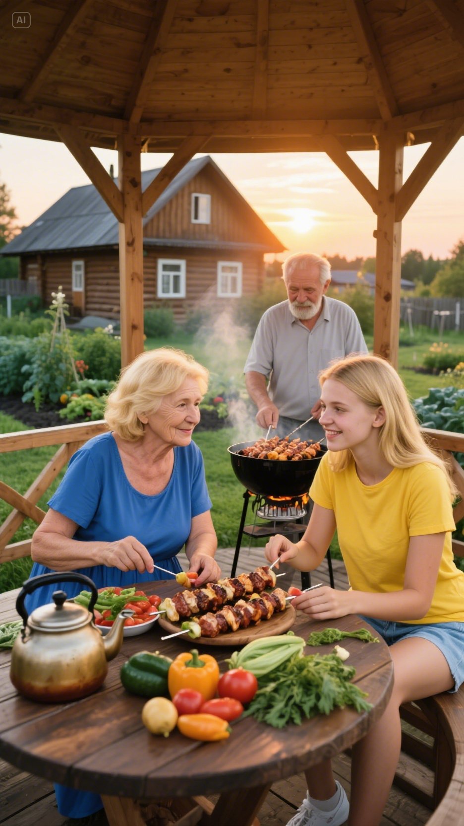 jimeng-2025-06-04-771-A 60-year-old blond woman in a blue dress,