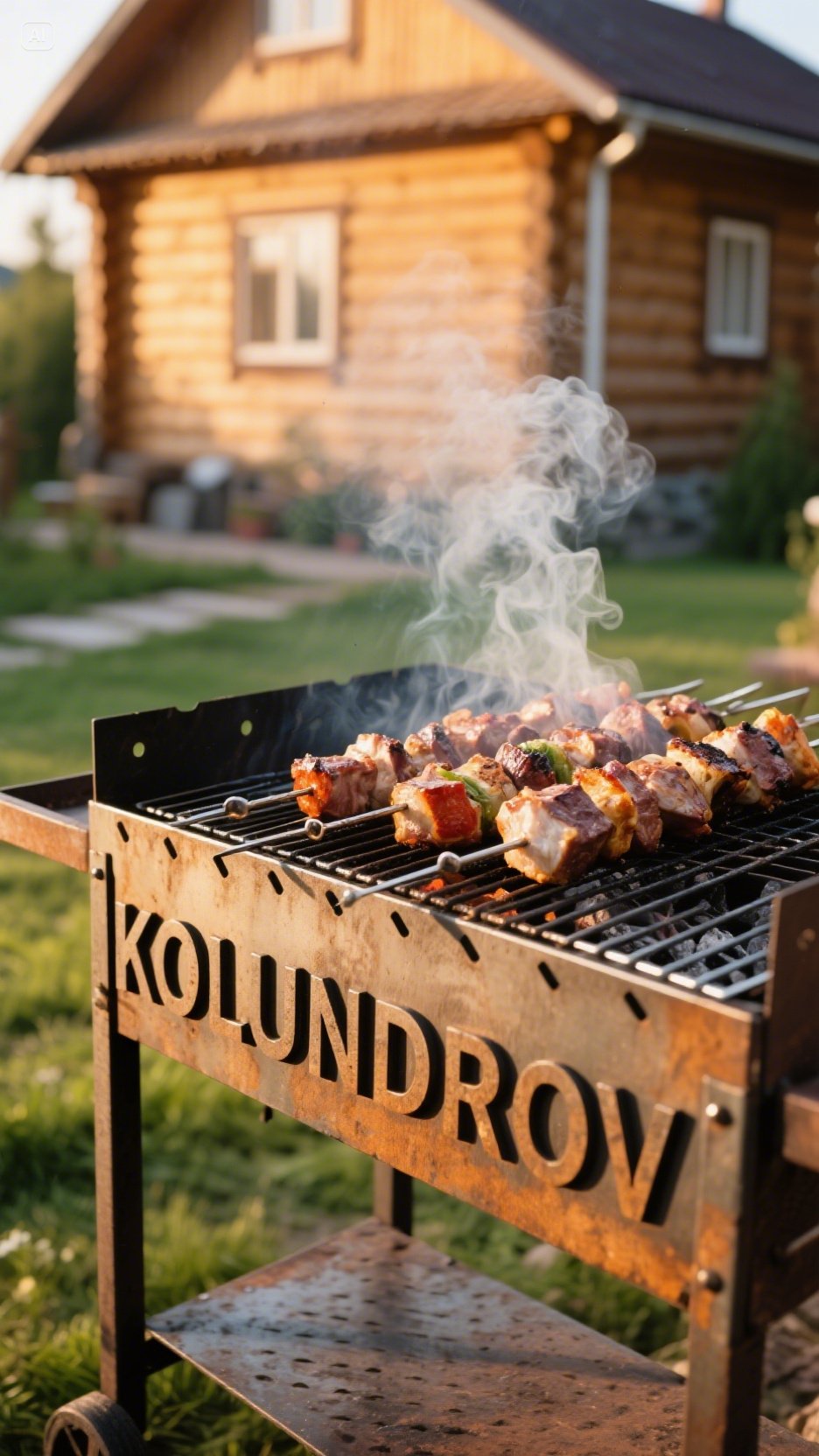 jimeng-2025-06-04-773-A smoking barbecue with shashlik close-up 
