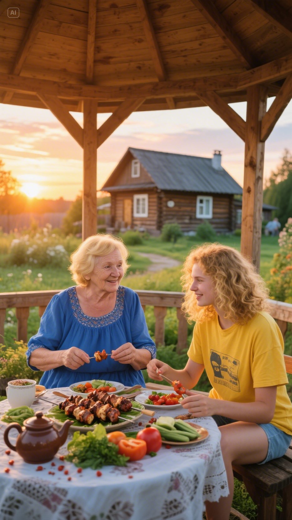 jimeng-2025-06-04-774-woman 60 years old blonde in a blue dress,