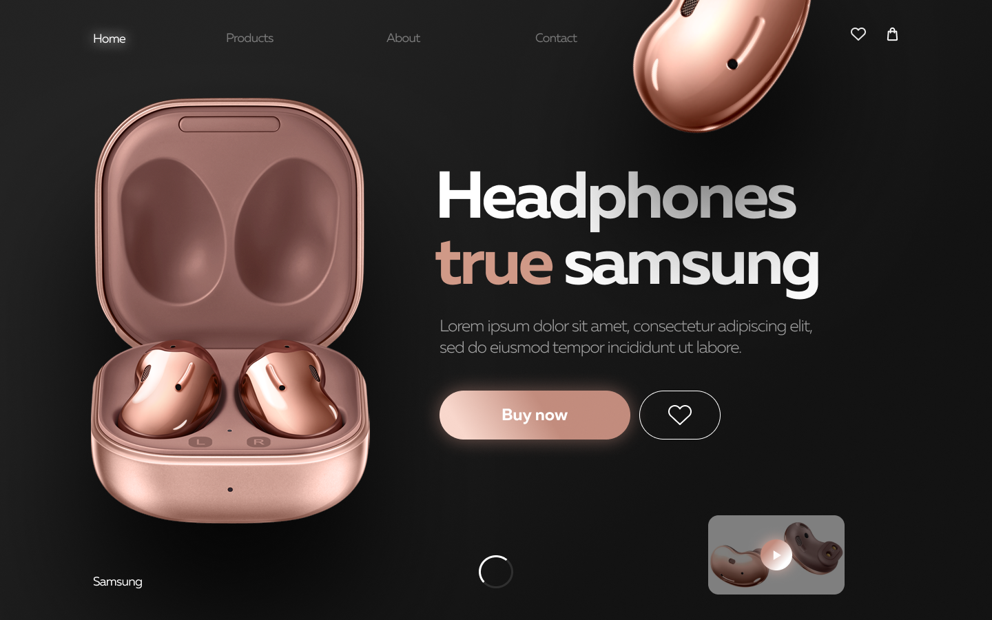 Страница сайта "наушники Samsung"