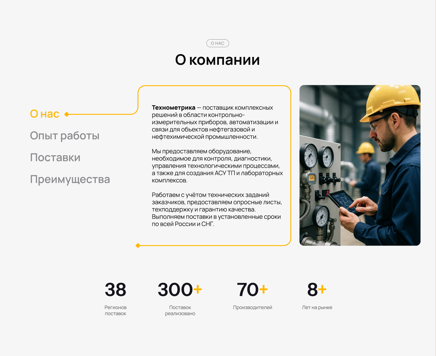 Разработка сайта-лендинг для компании Технометрика - поставщика КИПиА