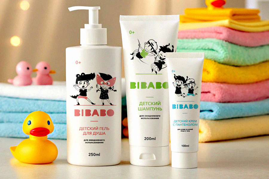 Серия этикеток для купания детей