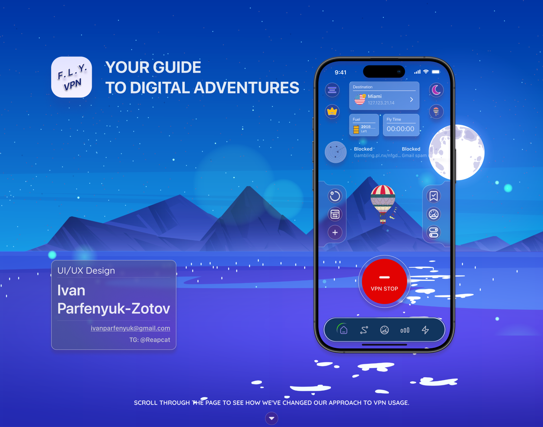 F.L.Y VPN app UI/UX Design