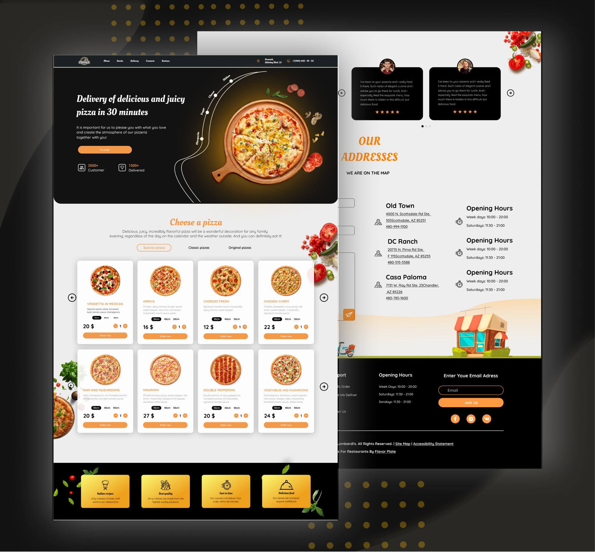 Разработка дизайна сайта по доставке пиццы