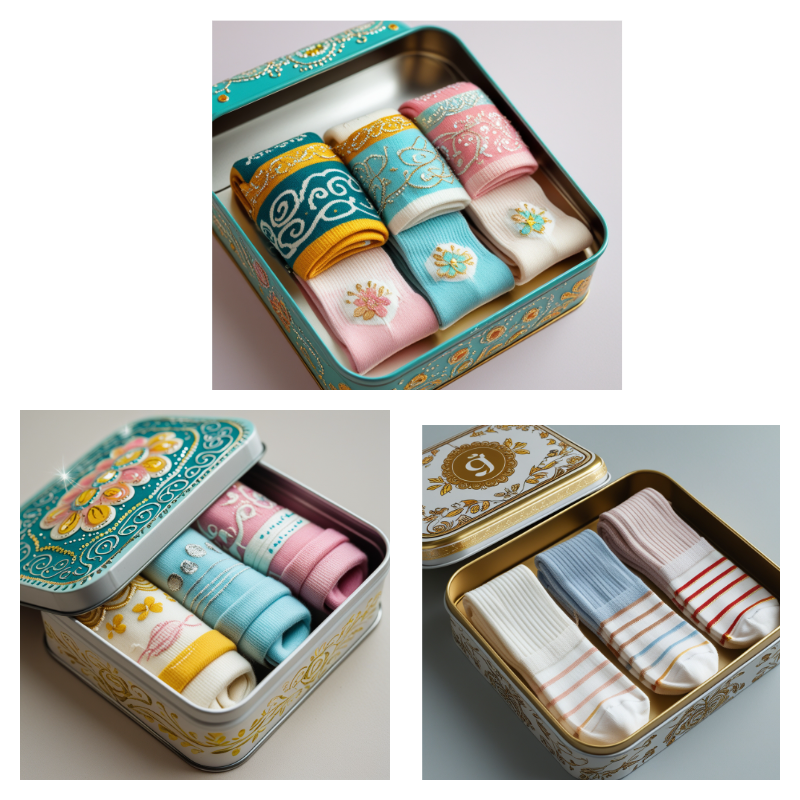 разработку дизайна подарочной коробки для носков