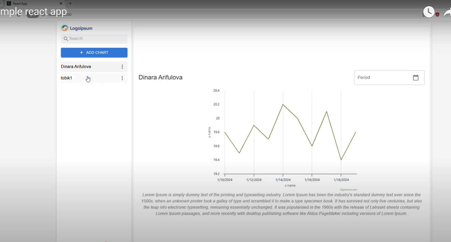 Приложение на react, тестовое задание