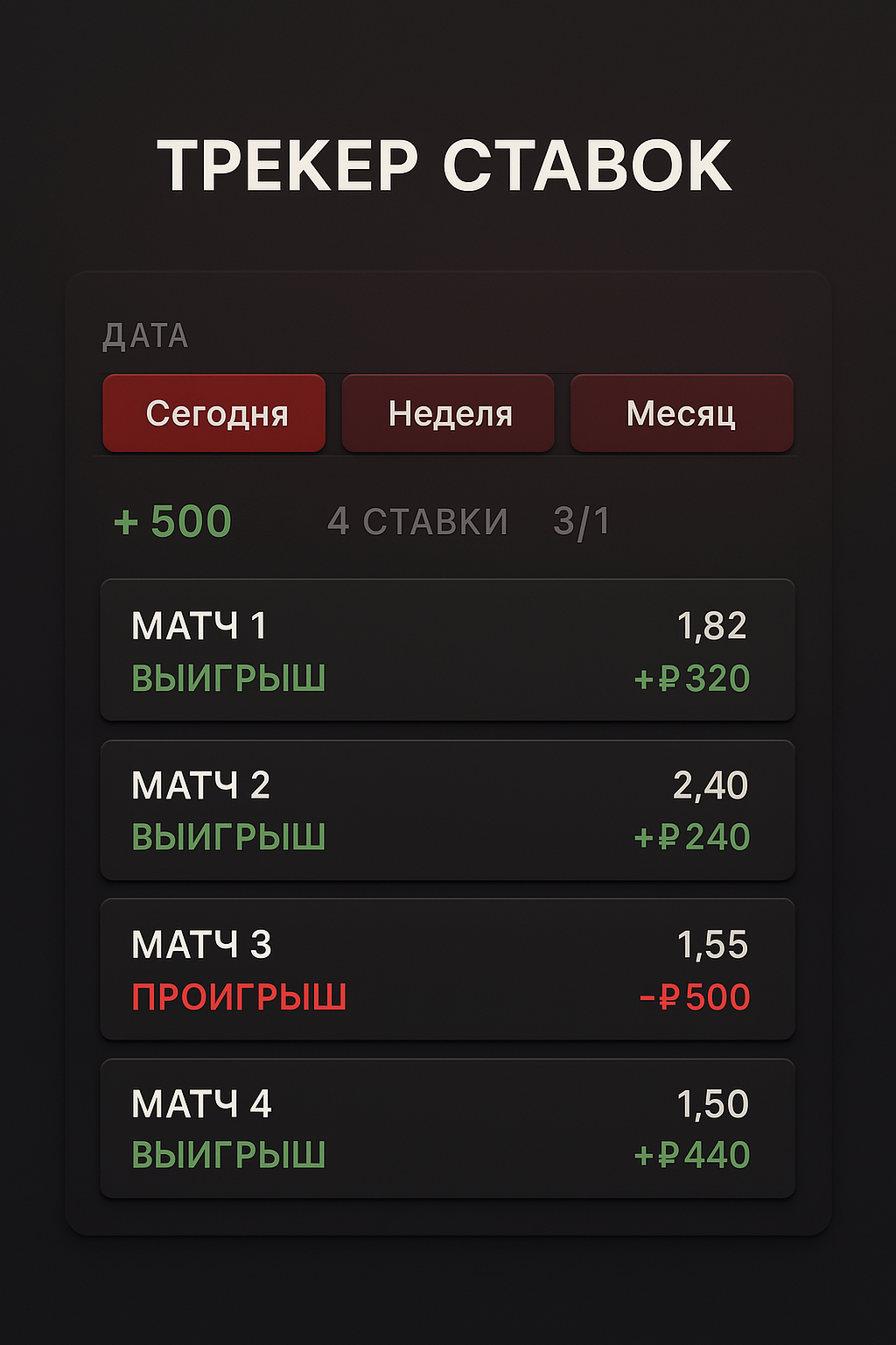 Трекера ставок на React native + Firebase