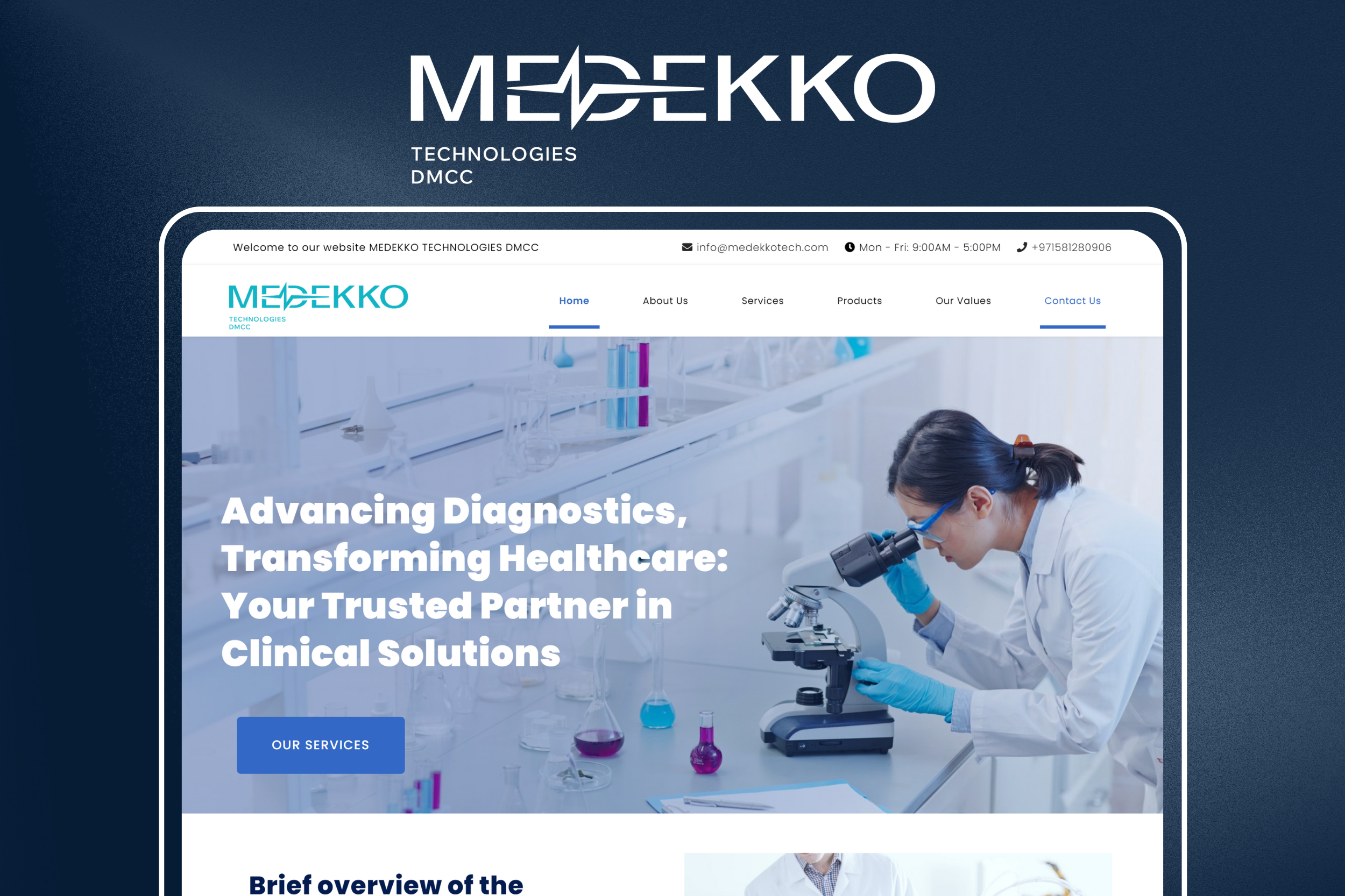 Medekkotech - сайт-визитка компании по производству медицинской