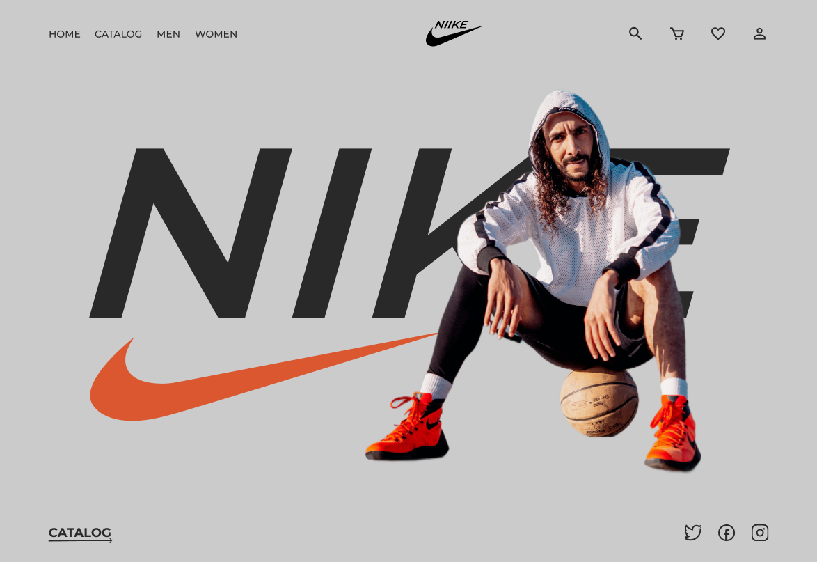 Дизайн первого экрана компании Nike для е-ком