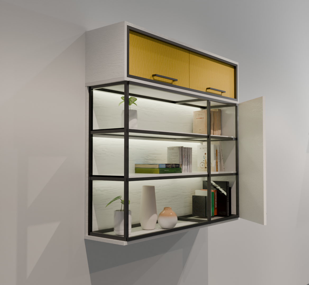 Разработка и визуализация подвесного стеллажа в интерьер рабочего кабинета ТЦ «ЛЕМАНА ПРО»