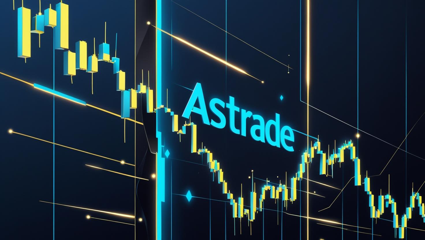 Create a futuristic vertical illustration of a glowing trading c