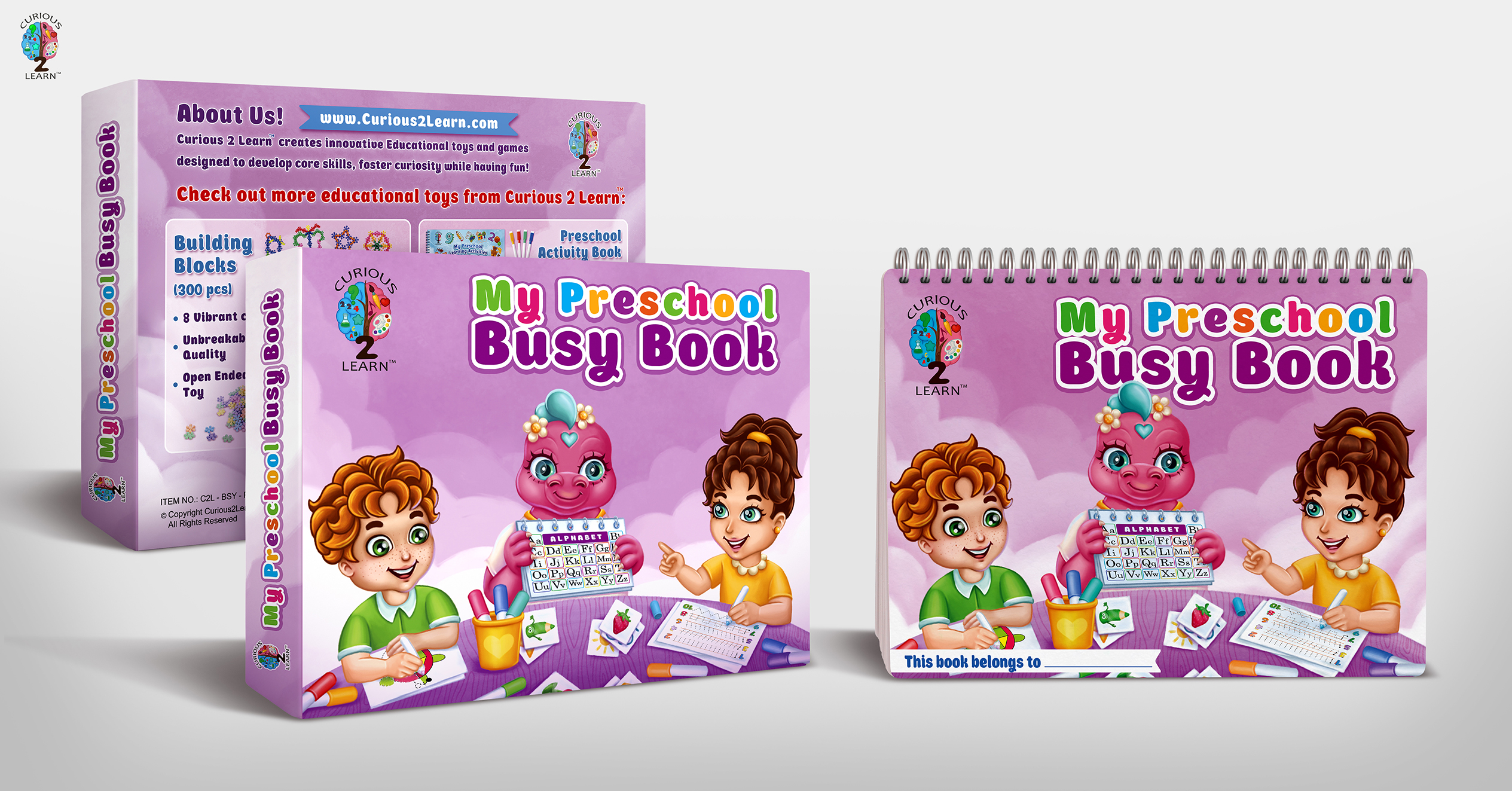 Иллюстрации и дизайн детской книги и коробки Curious to Learn.jp