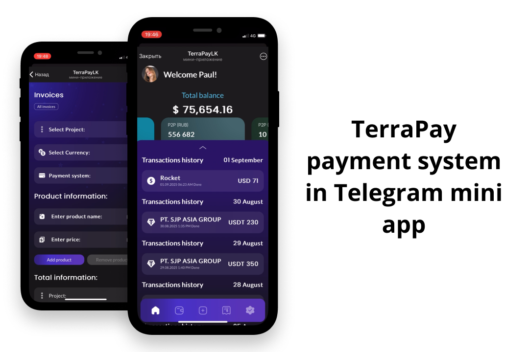 Личный кабинет платёжной системы TerraPay в Telegram mini app
