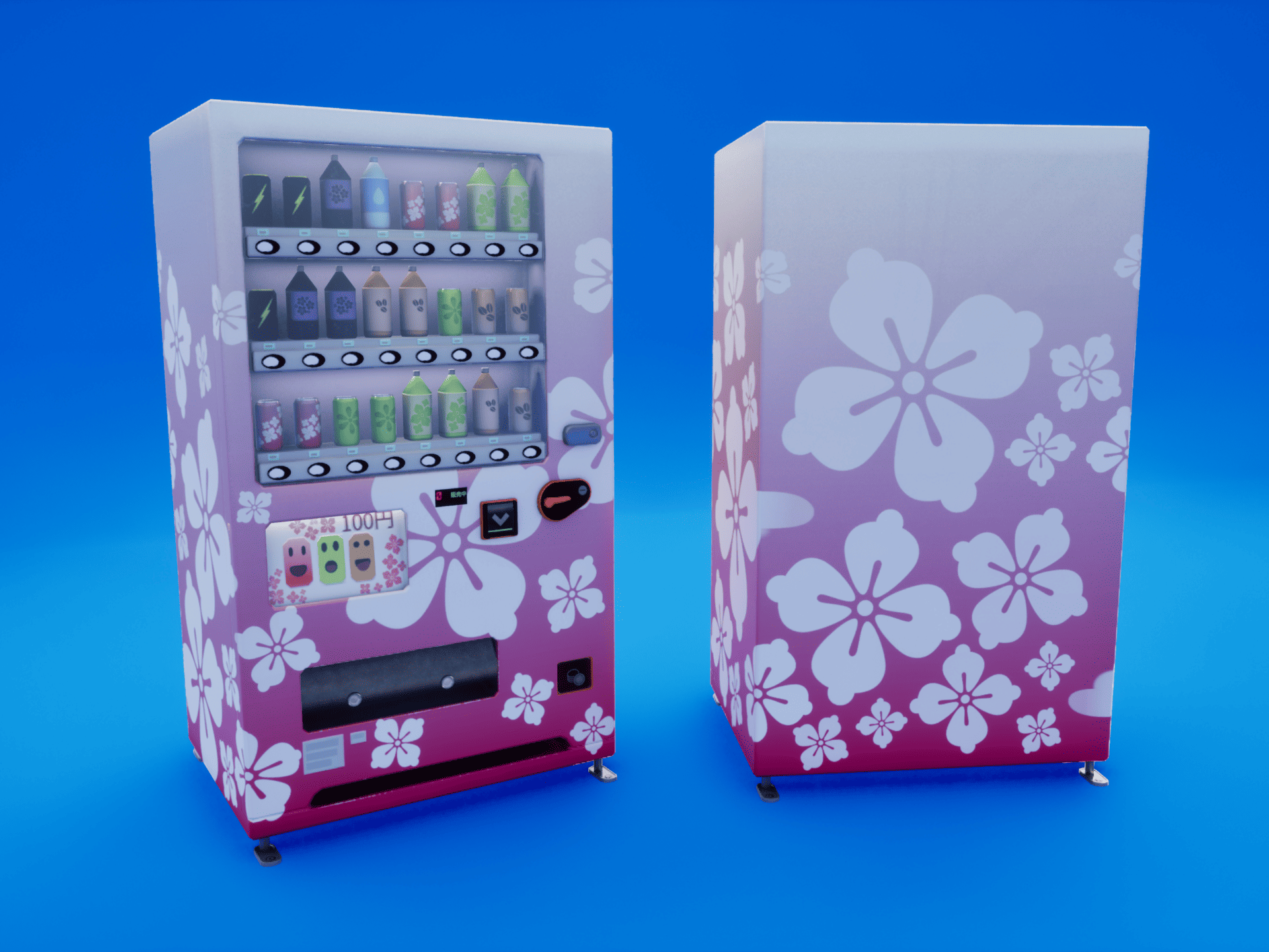 Стилизованная Game Ready модель японского автомата с напитками