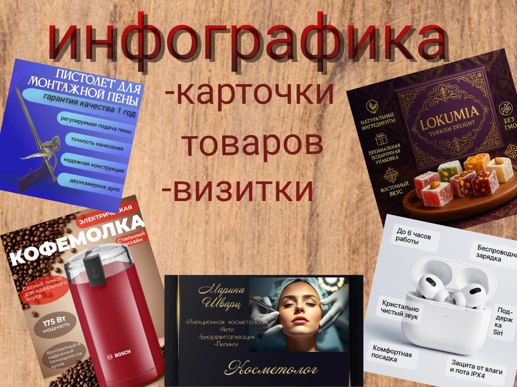 Карточки товаров. Создавала для портфолио