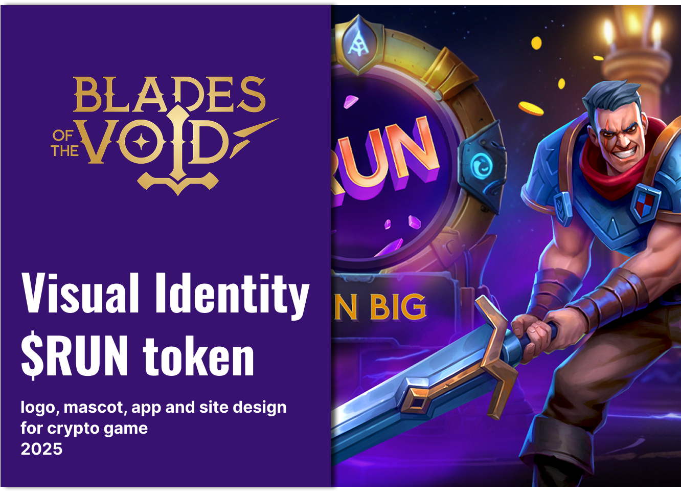 $RUN — дизайн токена метавселенной Blades of the Void. От мемкойна до части экосистемы. Визуальная упаковка за 6 дней