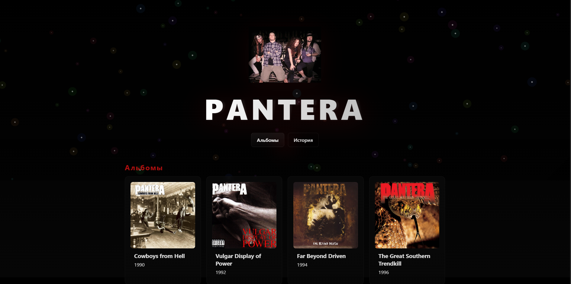 Сайт группы Pantera