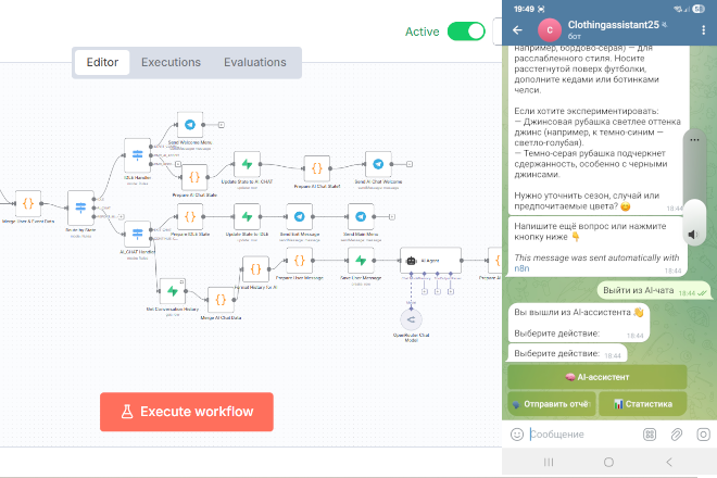 AI-ассистент Telegram-bot для магазина одежды n8n