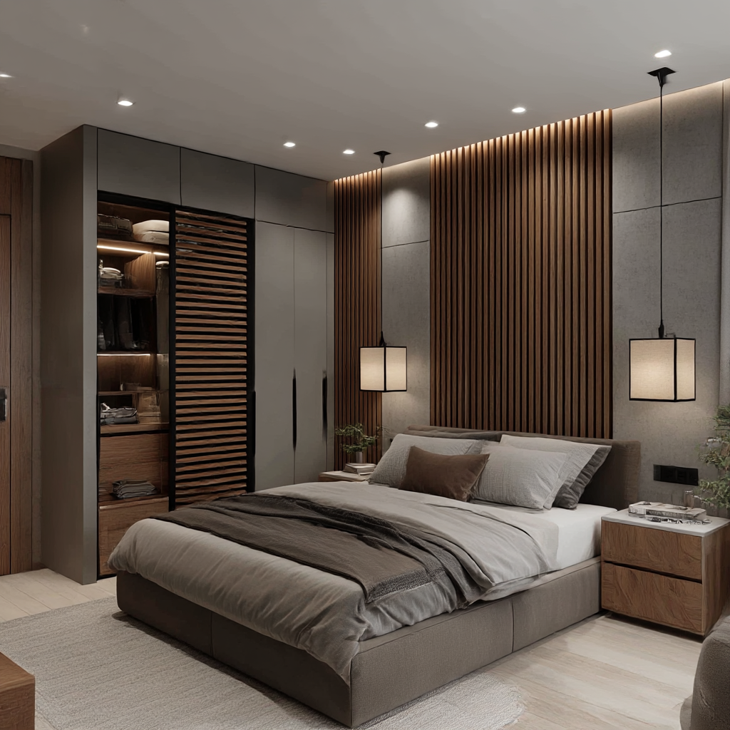 u7827442642_A_minimalist_bedroom_in_gray_and_brown_tones._Bru_3c