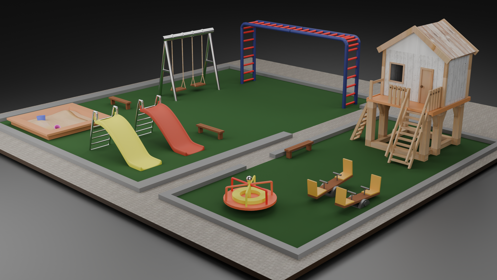 Создание 3D визуализации детской площадки