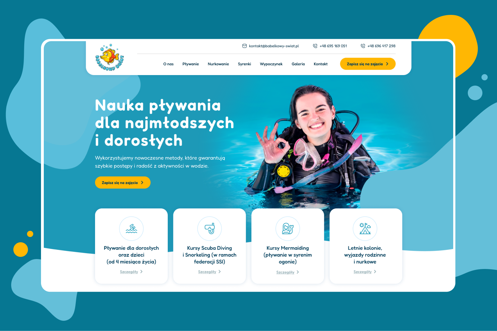 Дизайн сайта по обучению плаванию