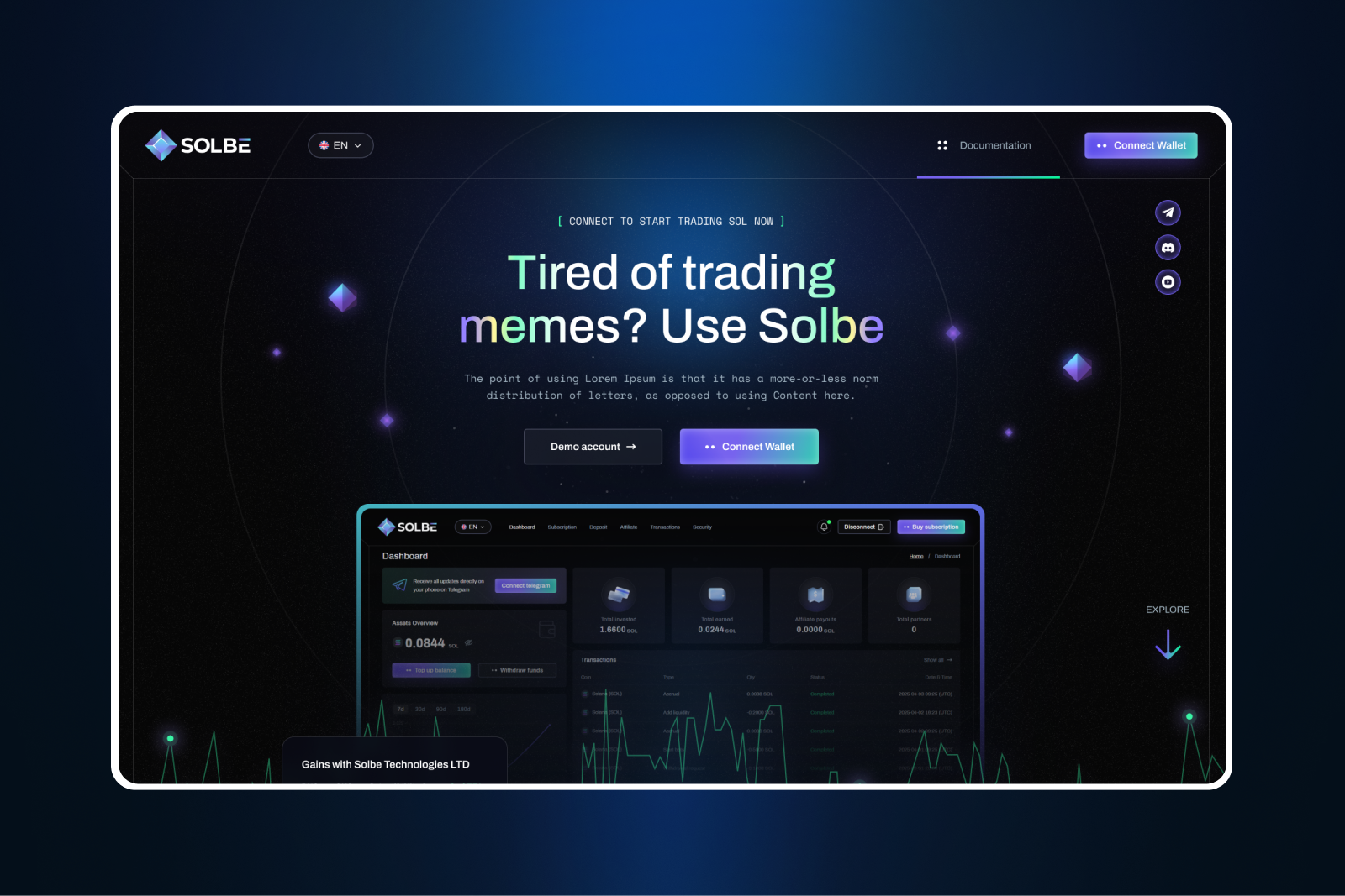 Сервис по трейдингу на Solana (SOL)