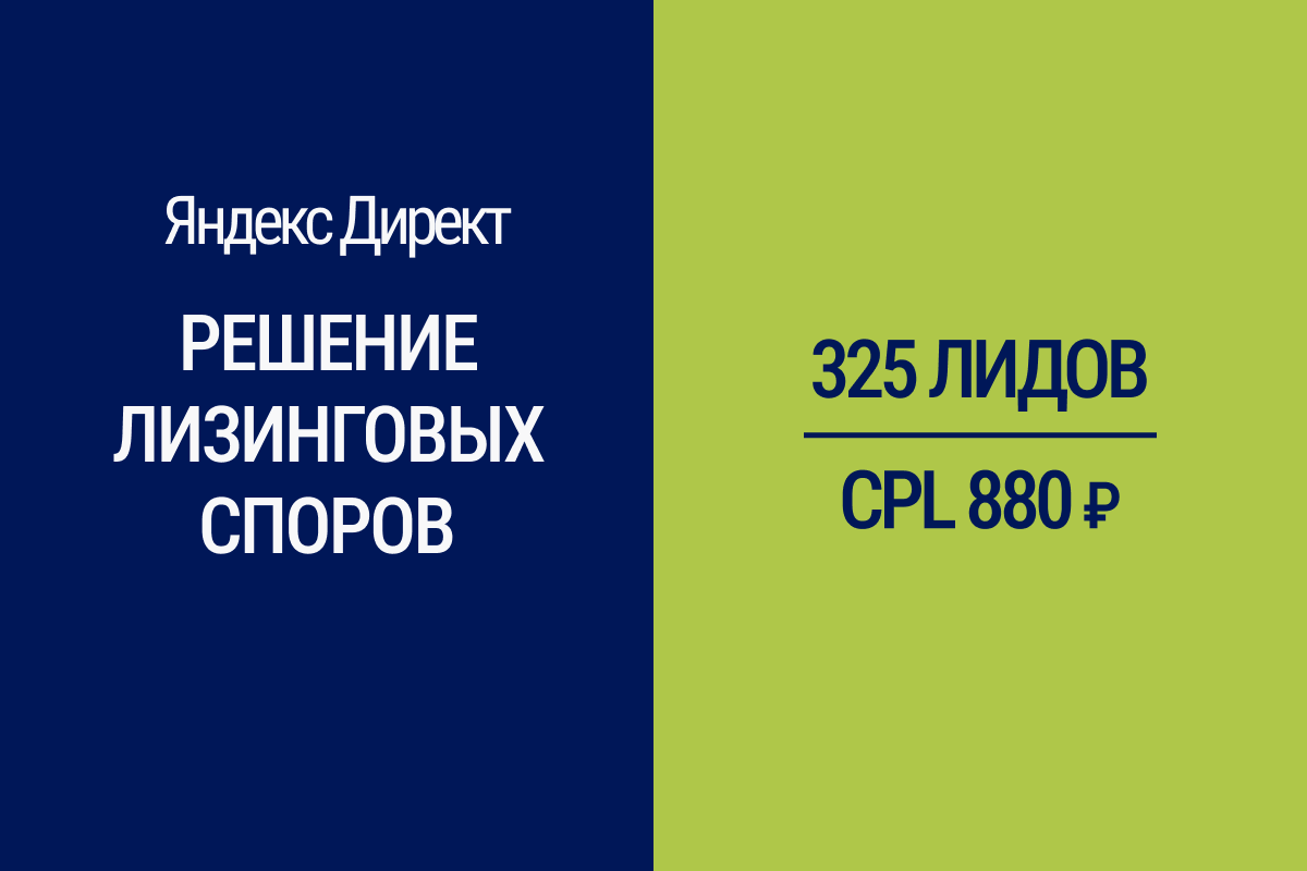 Привлечение лидов на решение лизинговых споров (Яндекс Директ + квиз)