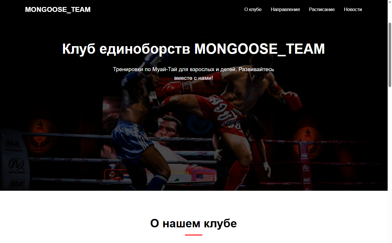 Сайт клуба единоборств