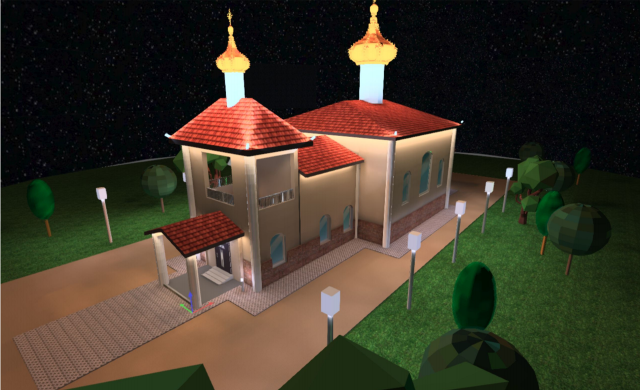 Освещение Храма святого Спиридона Тримифунтского с прилегающей территорией