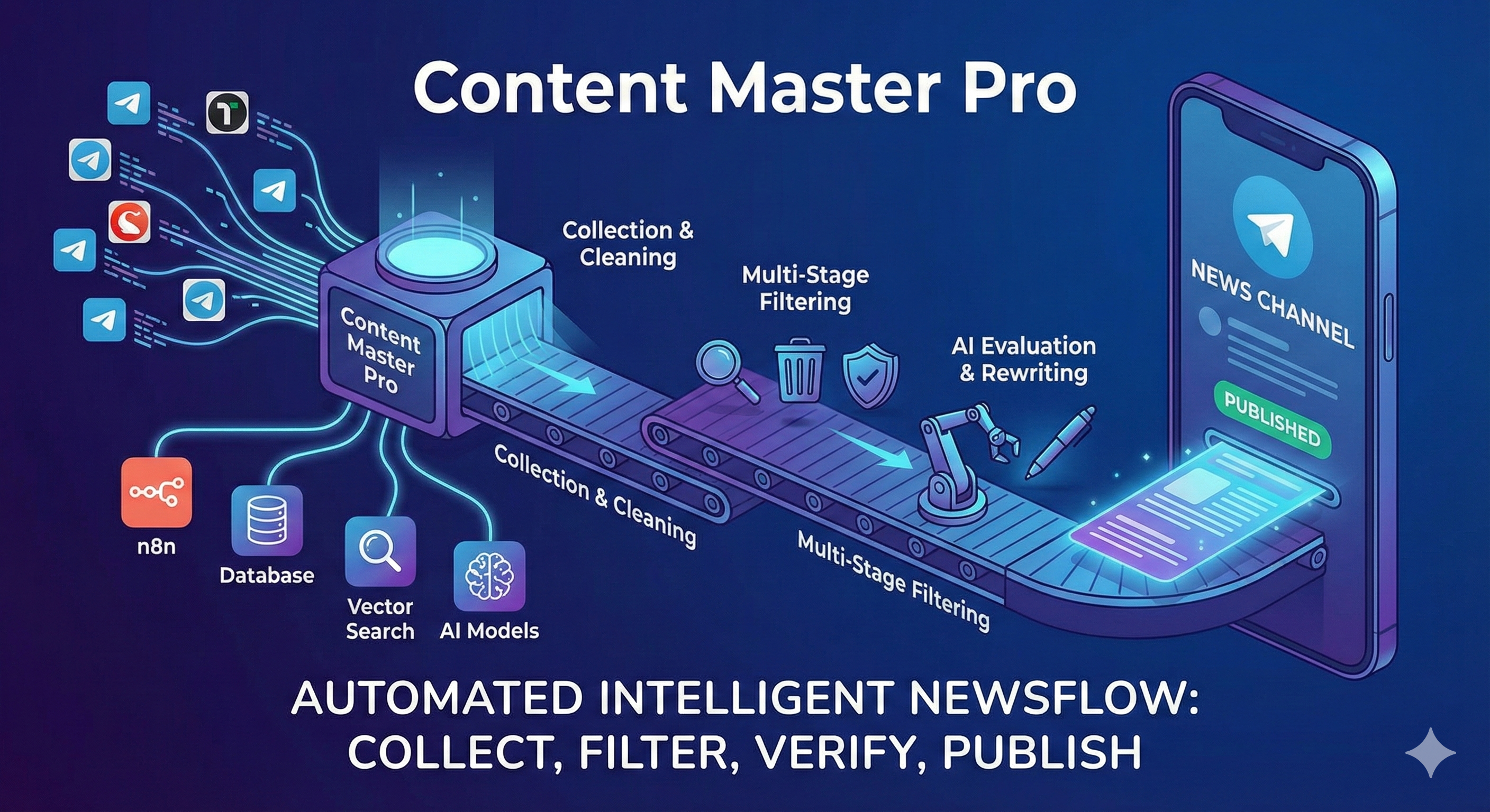 Content Master Pro - автоматическая публикация новостей в своем Телеграм канале