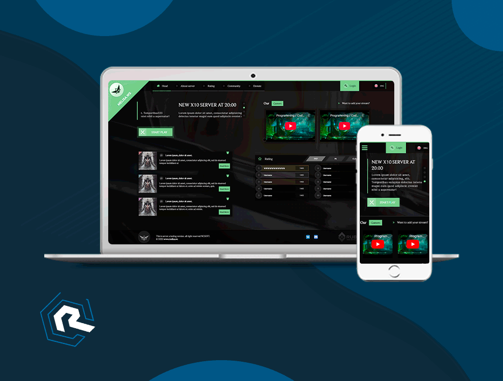 Дизайн игрового проекта с промо страницами в одно окно