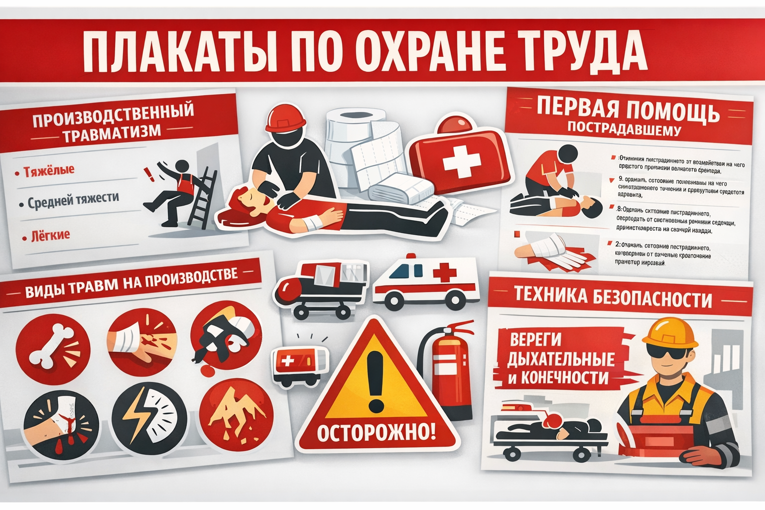 Серия информационных плакатов по охране труда и производственному травматизму