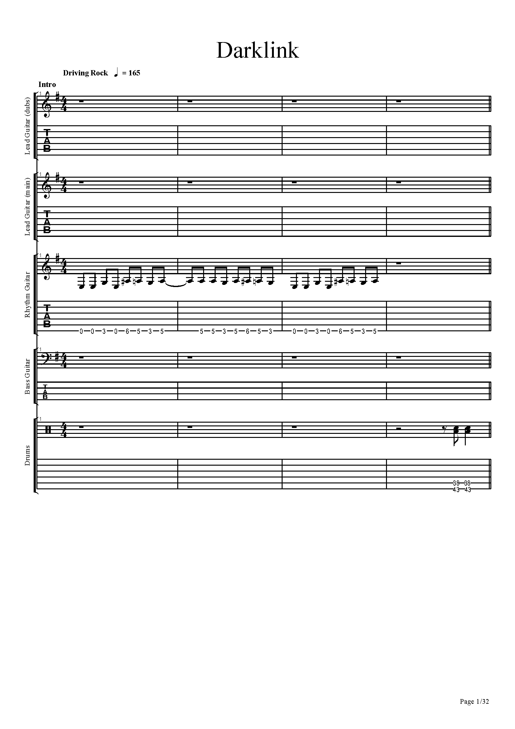 Подбор партий и написание партитуры музыкальной композиции "Darklink"