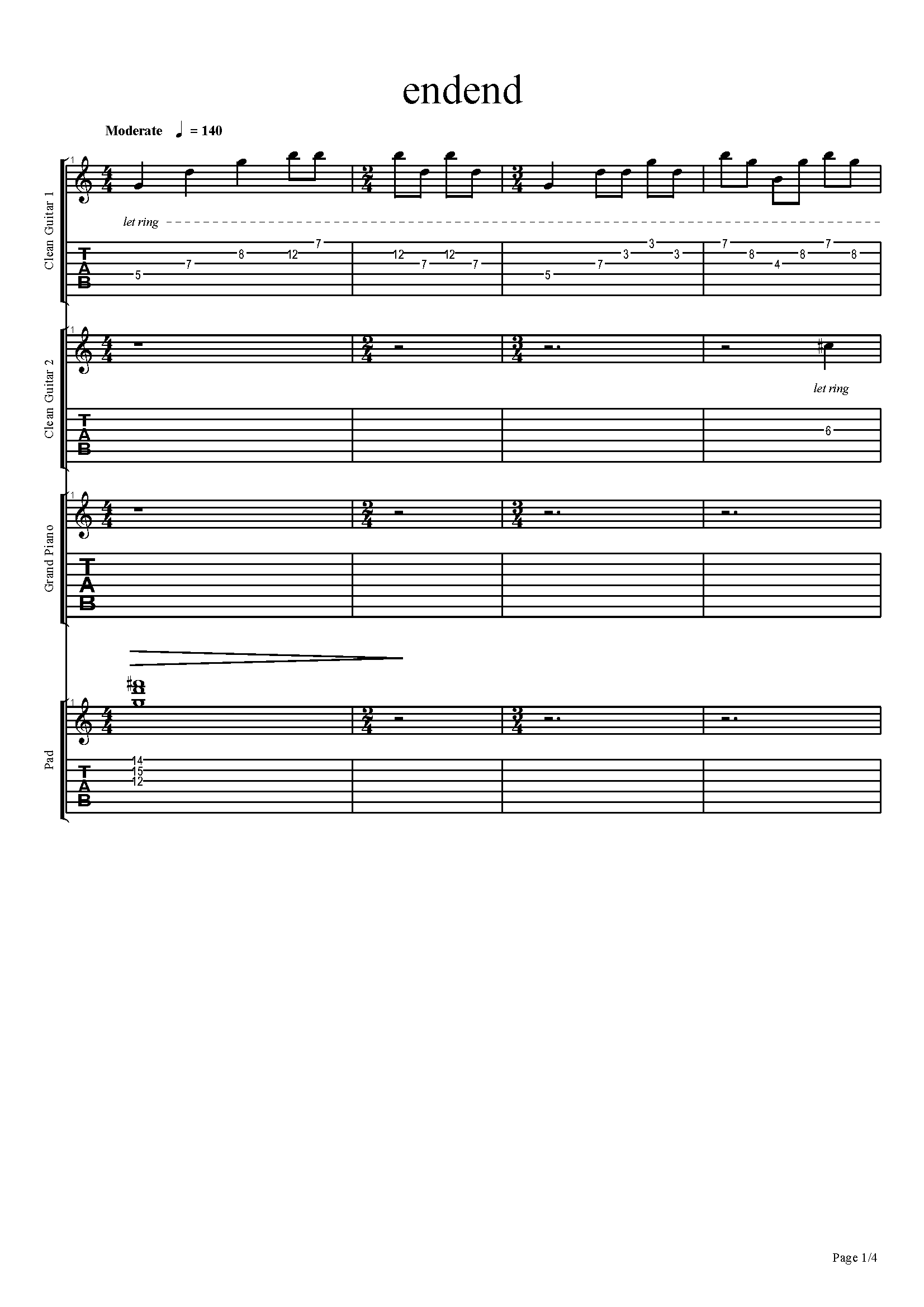 Подбор партий и написание партитуры музыкальной композиции "endend"