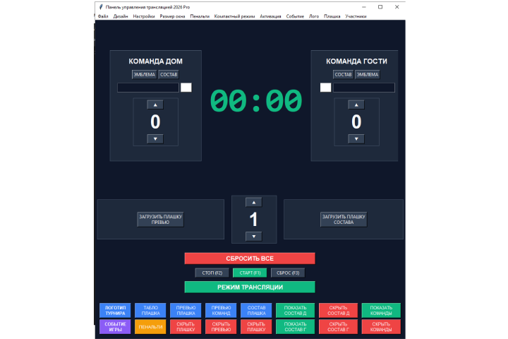 Панель управления трансляцией 2026 ПРО