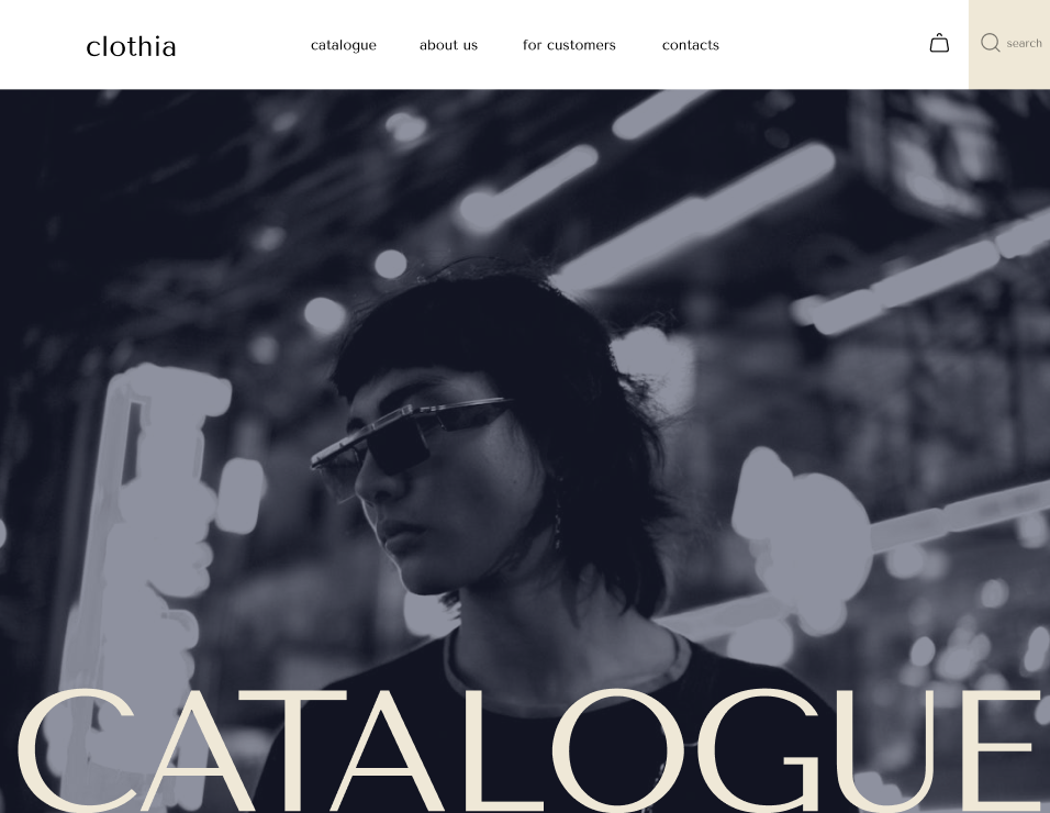 clothia — лендинг онлайн-магазина одежды