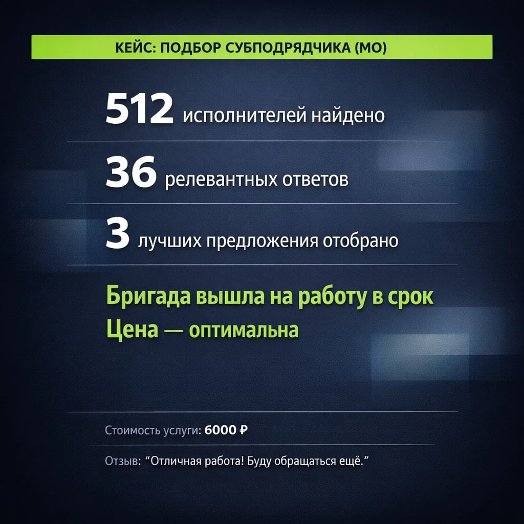 Запрос на подбор субподрядчика для монолитного фундамента по Московской области
