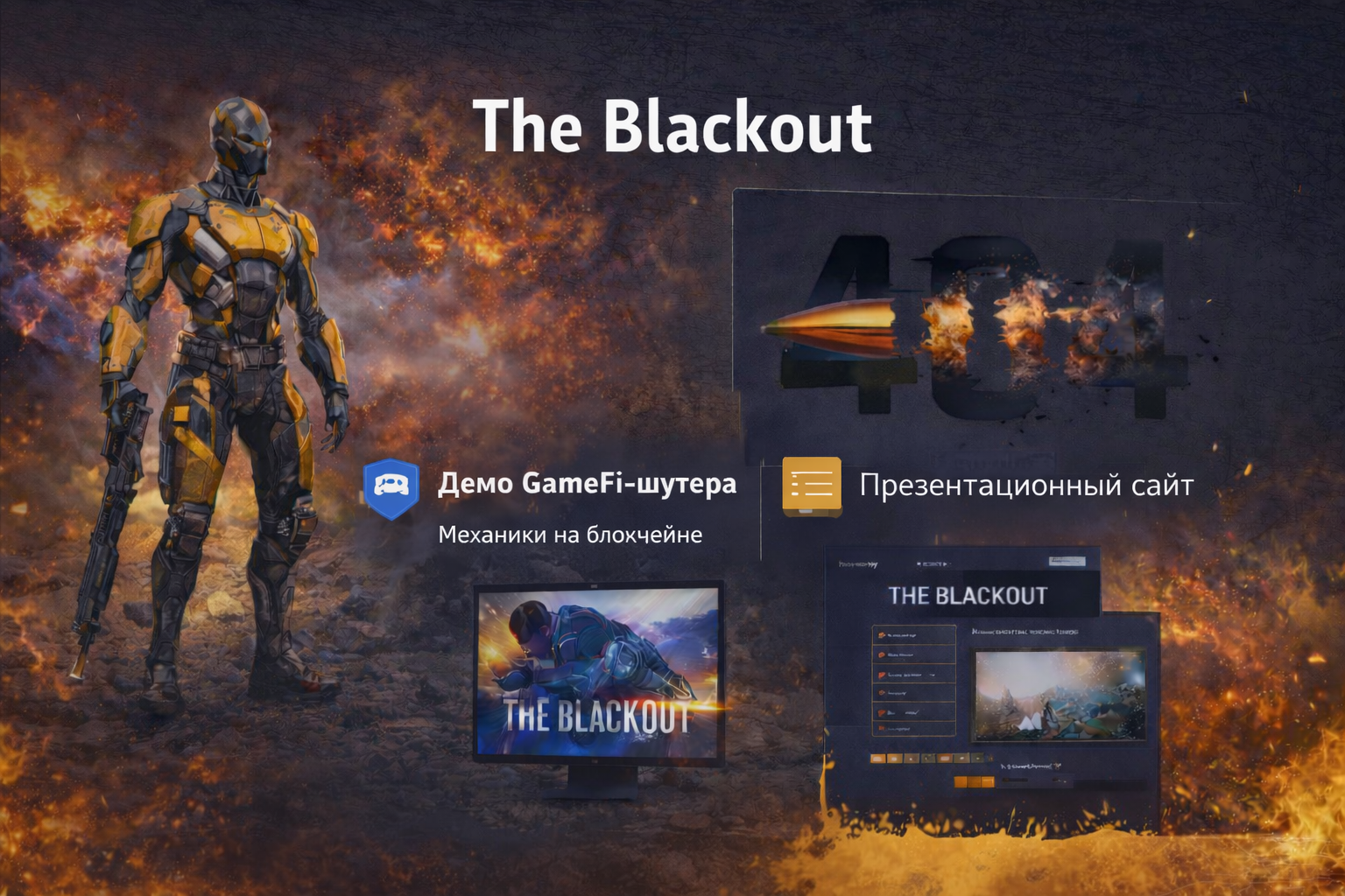 Разработали демо-версию GameFi-шутера The Blackout и презентационный веб-сайт для X-Out.Studio для демонстрации механик, NFT-экономики и привлечения аудитории