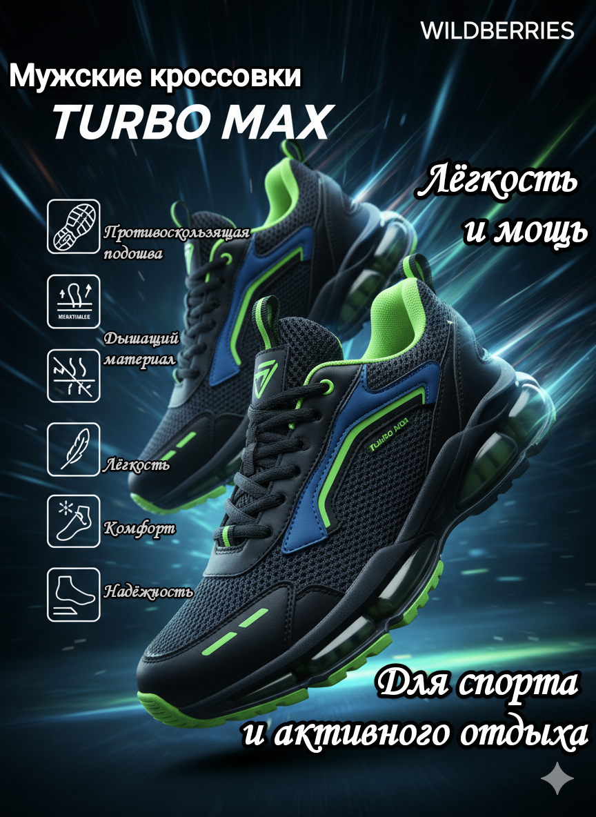Карточка товара - Мужские кроссовки "Турбо Макс"кроссовки