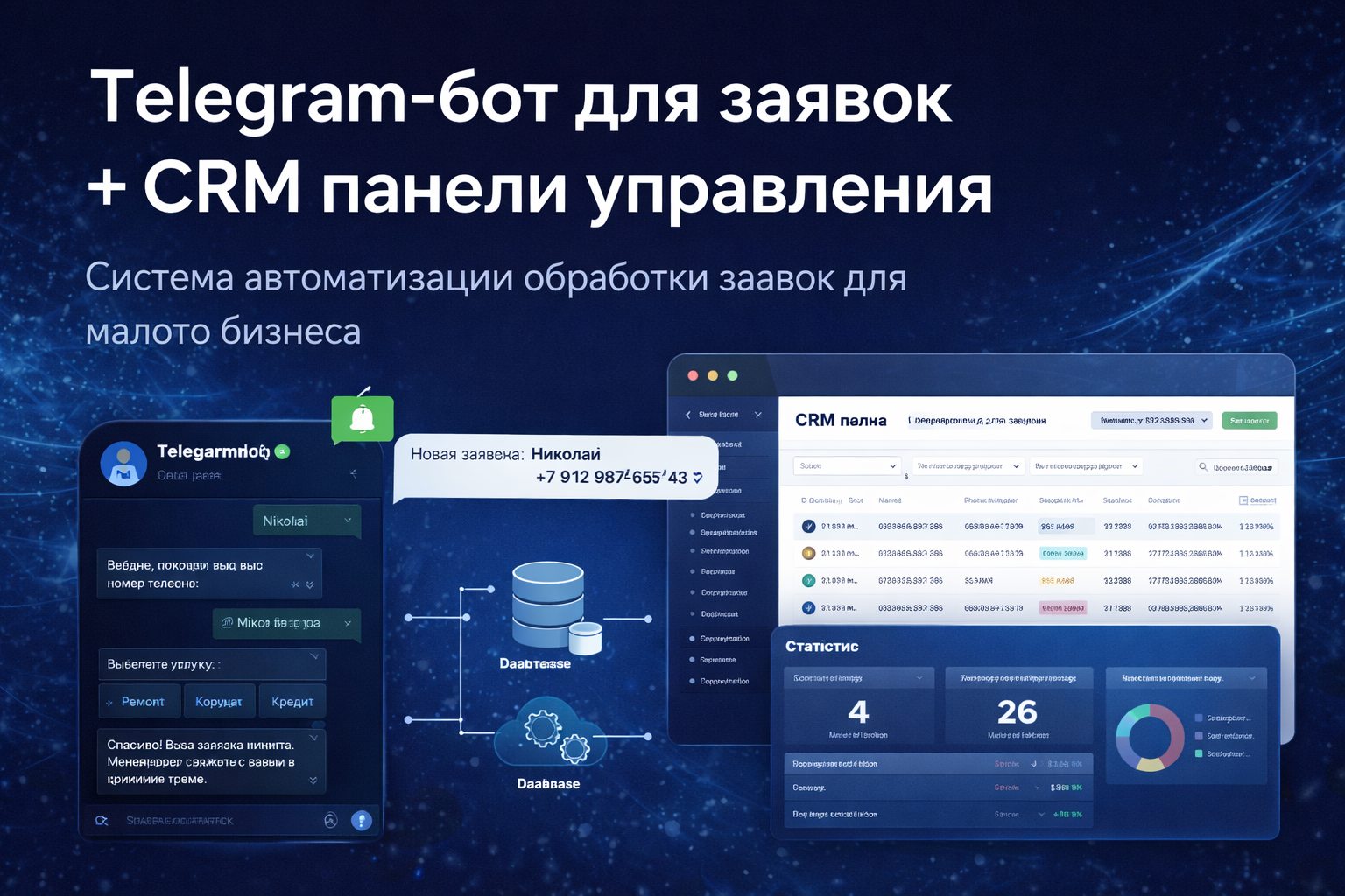 Telegram-бот для заявок + CRM панель управления