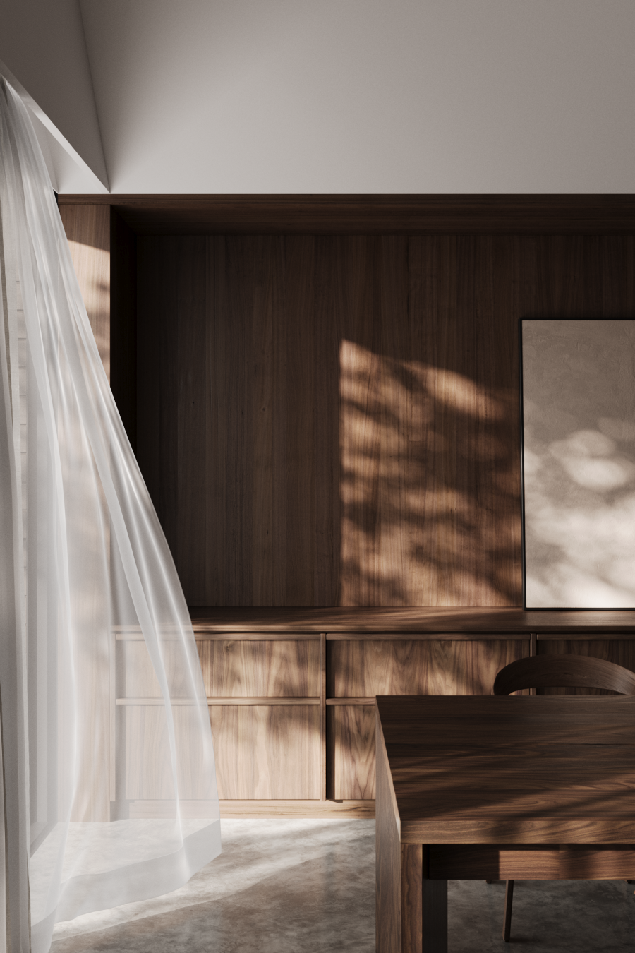 3D визуализация гостиной с камном