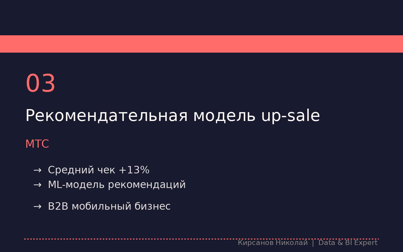 ML-модель рекомендаций для up-sale услуг мобильного B2B-бизнеса МТС. Увеличение среднего чека через персонализацию.