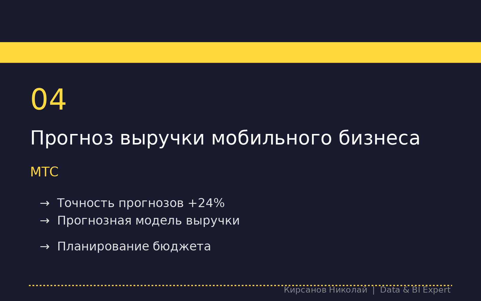 Модель прогнозирования выручки мобильного B2B-бизнеса МТС для точного планирования бюджета и управления портфелем.