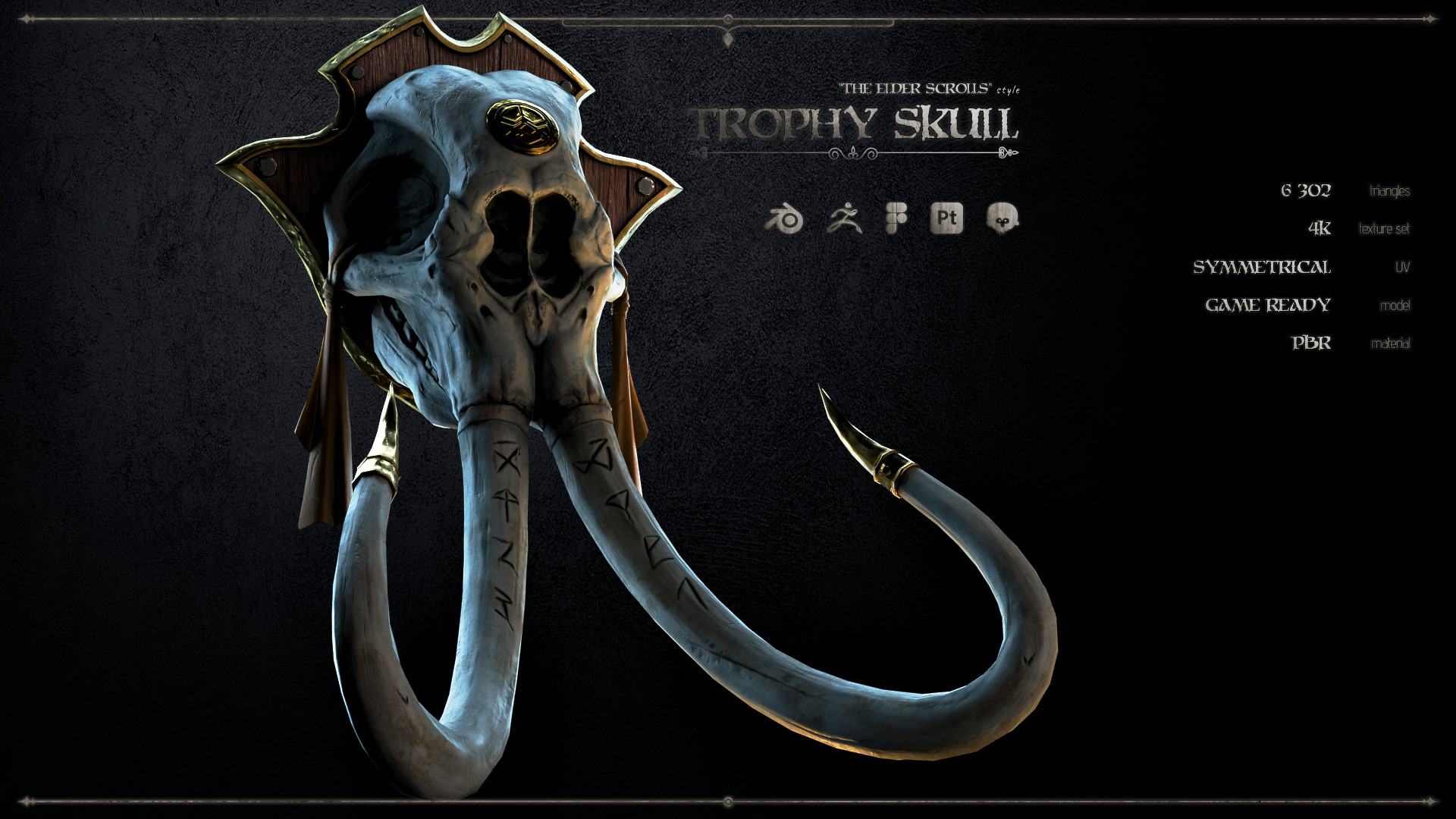 Game-ready модель черепа в фэнтезийном сеттинге для зарубежной компании