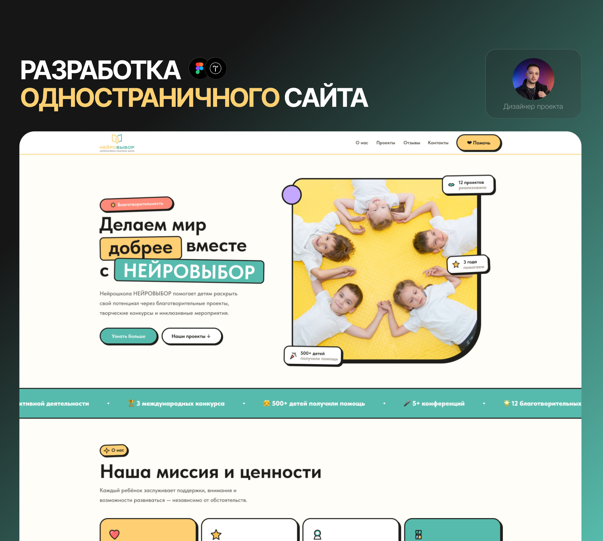 Разработка одностраничного сайта для благотворительной организации