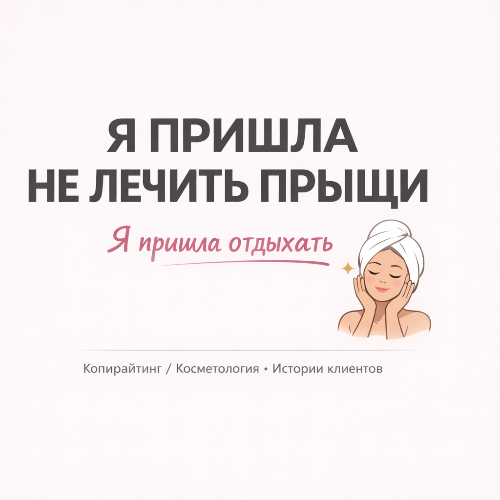 Пост для косметолога «Я пришла не лечить прыщи. Я пришла отдыхать»