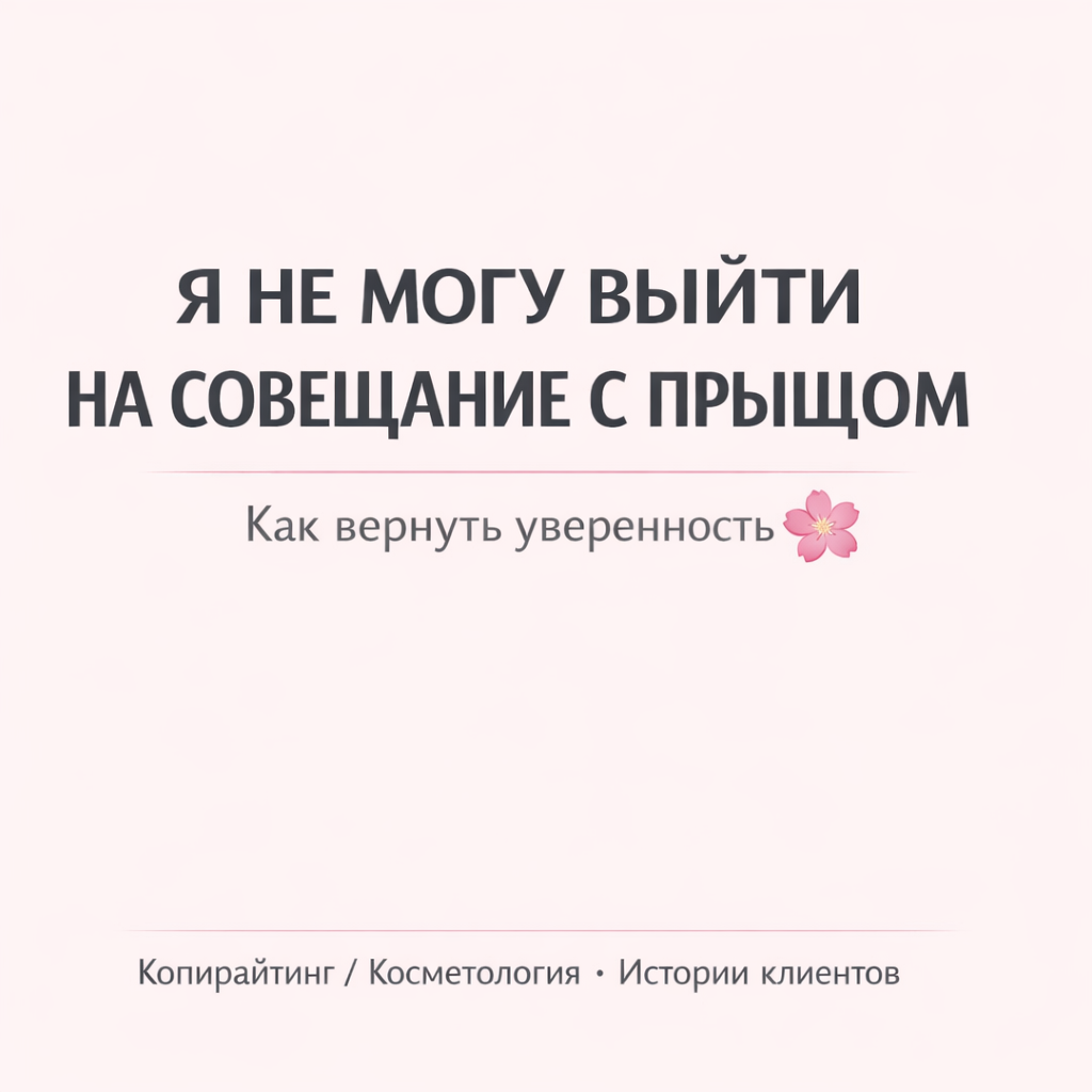 Пост для косметолога «Я не могу выйти на совещание с прыщом»