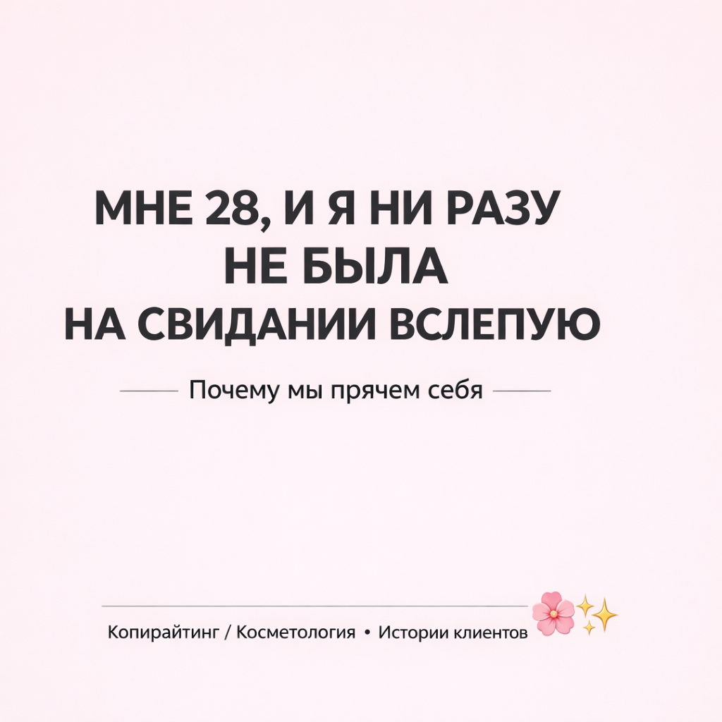 Пост для косметолога «Мне 28, и я ни разу не была на свидании вслепую»