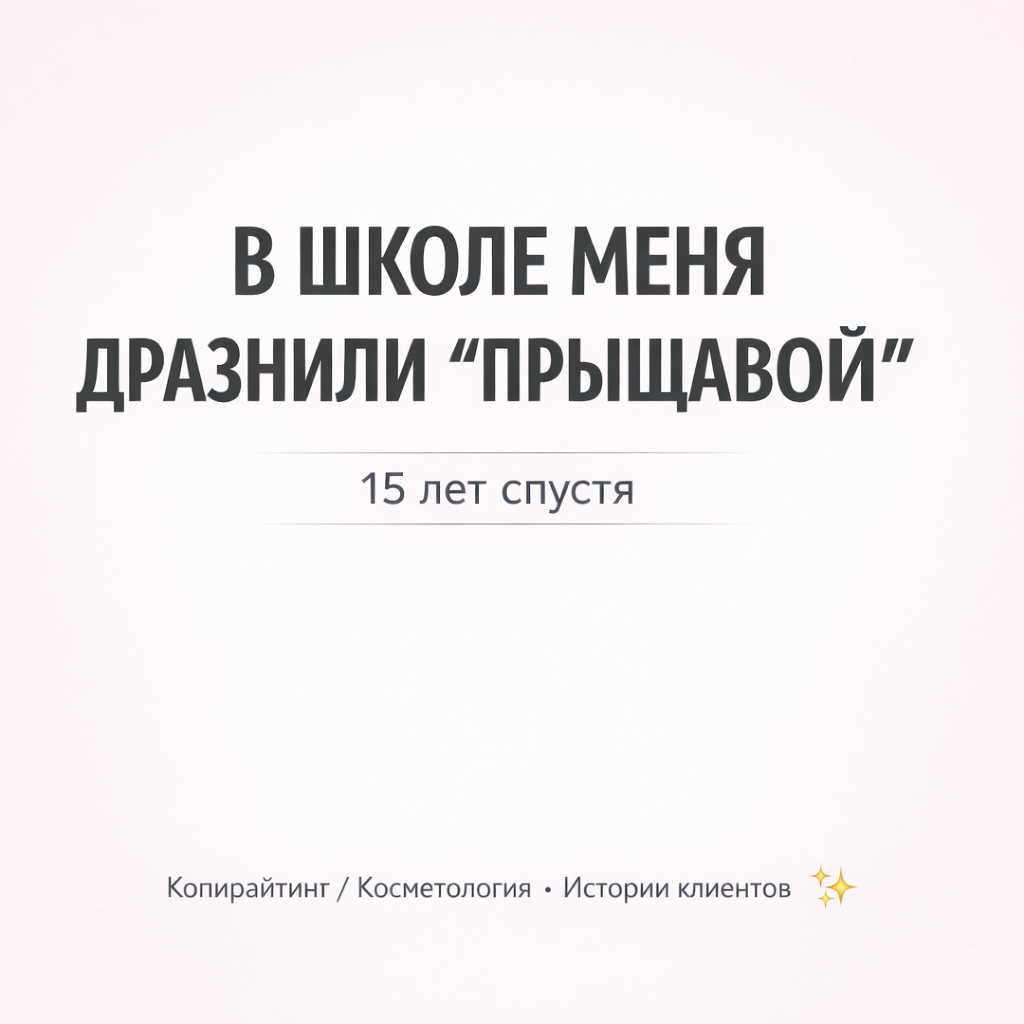 Пост для косметолога «В школе меня дразнили "прыщавой"»